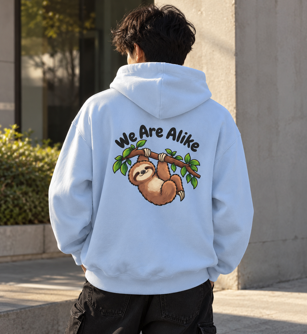 Sloth 'We Are Alike' Graphic Hoodie — Cute Cozy Animal Lover Sweatshirt